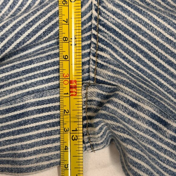 Forever 21 Premium High Rise Wide Leg Blue White Striped Cotton Pants Women’s L - Picture 9 of 14